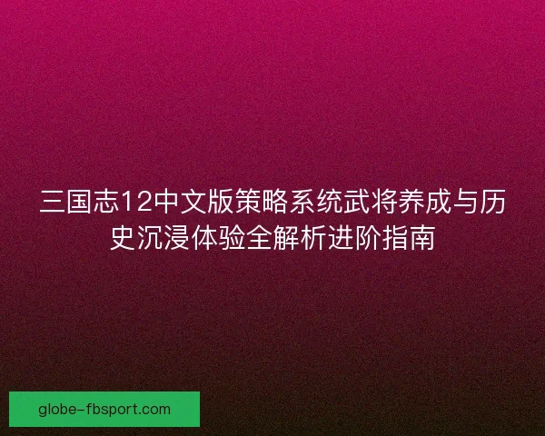 三国志12中文版策略系统武将养成与历史沉浸体验全解析进阶指南