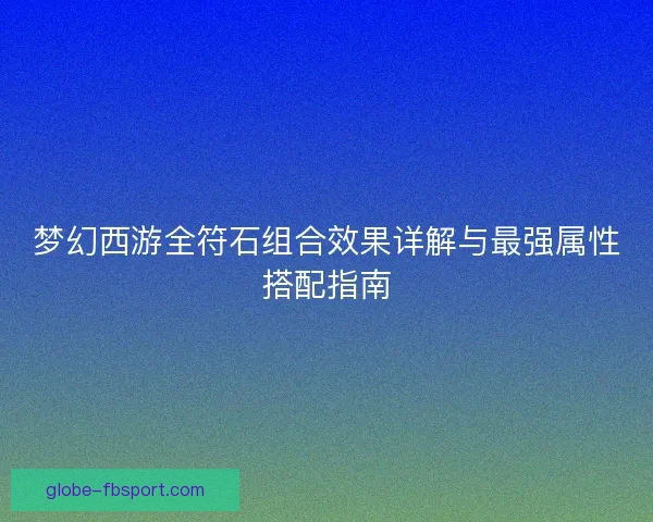 梦幻西游全符石组合效果详解与最强属性搭配指南